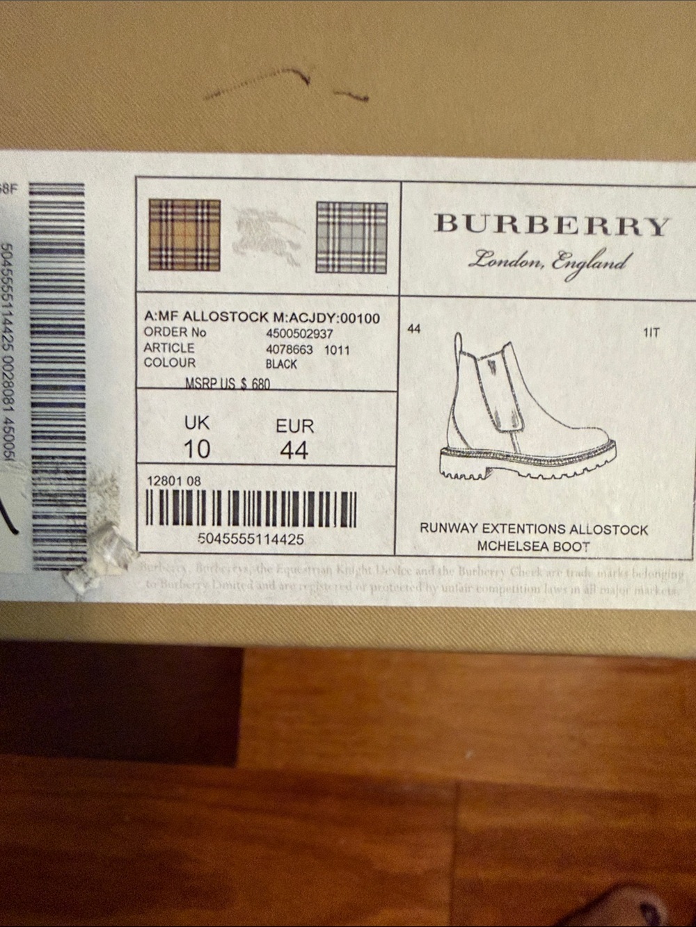 Burberry Black Leather Chelsea Boots with Signature Check Panels - Picture 7 of 8